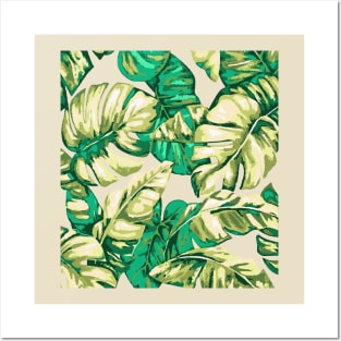 Tropical Leaves Camouflage Of Banana and Monstera 10 Posters and Art